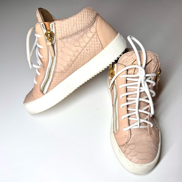Giuseppe Zanotti Women Snakeskin Embossed Leather Double Zip High Top Sneaker 36 - Picture 5 of 10